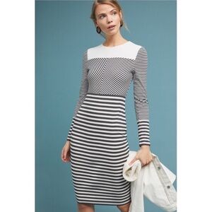 Anthropologie Bailey 44 Edith Striped Long Sleeeve Ribbed Knit Dress Size S